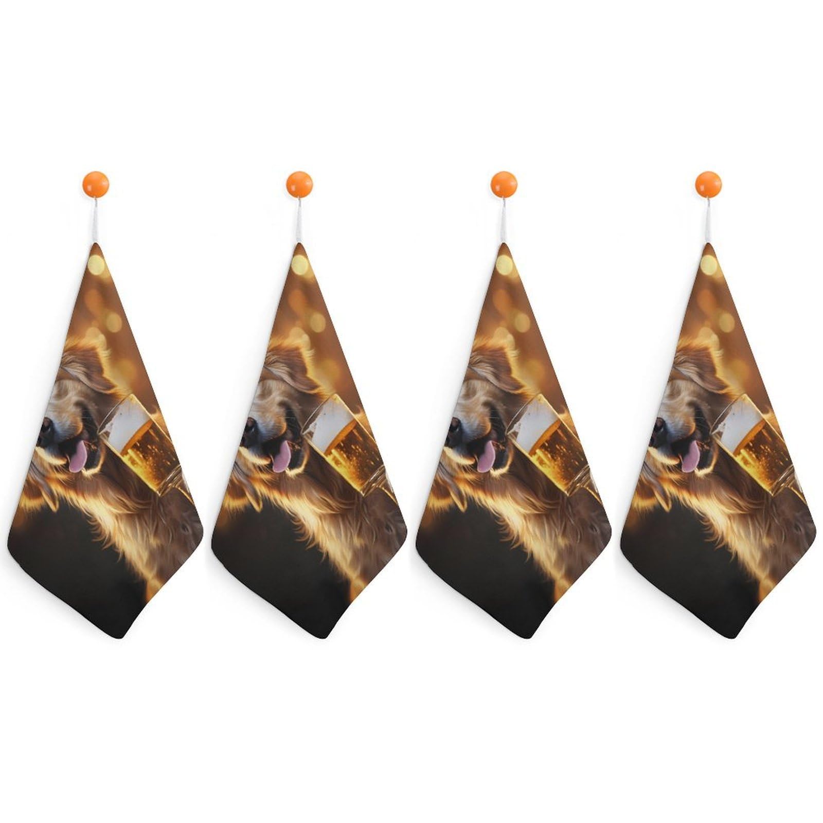 CGSBNGHA Gold Retriever Dog And Beer Hand Towel Hanging Face Towels Cleaning Cloths Handkerchief for Bathroom Kitchen