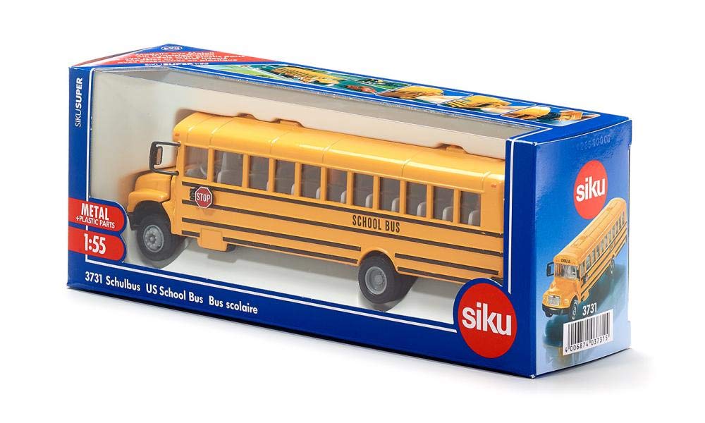 Siku 3731, US-Schulbus, 1:55, Metall/Kunststoff, Gelb, Öffenbare Türen