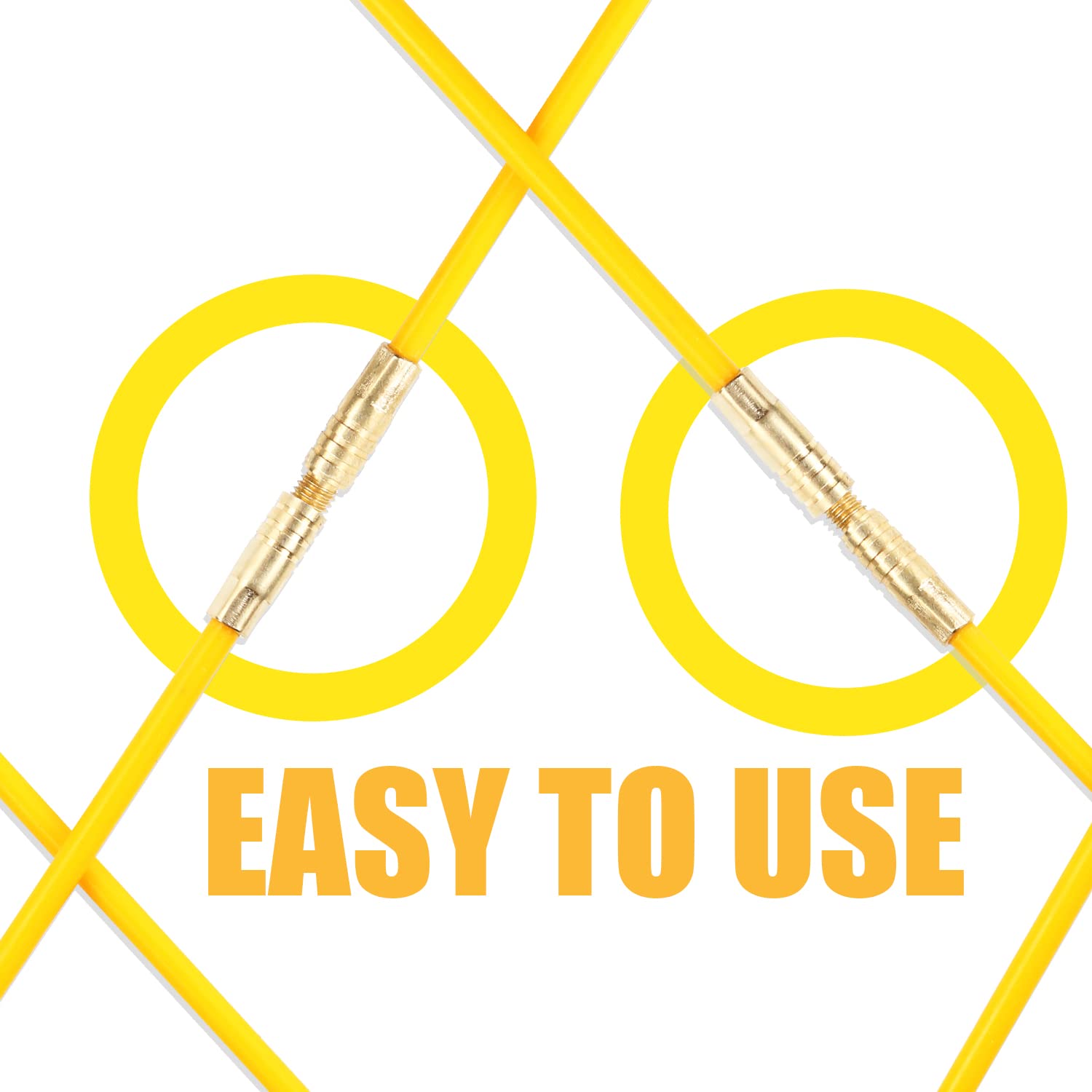 Juego de 10 varillas para cables con muelle guía para instalación de cables y corriente doméstica (330 mm, amarillo)