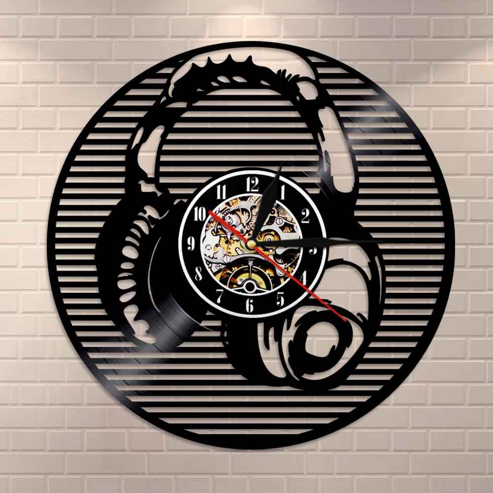 Musica Cuffie Retro Black Lp Orologio da parete Orologio da parete Orologio da parete in vinile Orologio da studio musicale Decorazione da parete Orologio vintage Regalo per gli amanti della musica