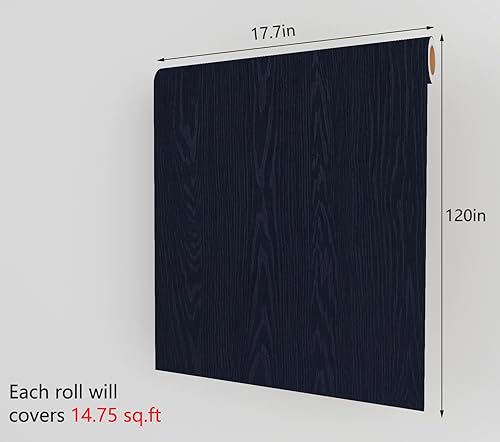 Miniatura 7 de Decotalk Papel de contacto de madera, papel de contacto de grano de madera, papel de contacto de grano de madera, papel tapiz azul marino de 17.7 x