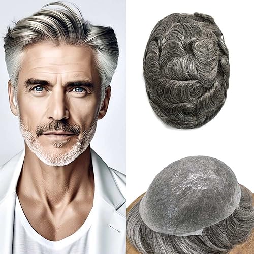 Miniatura 19 de Toupee For Men Ultra Thin Skin Human Hair Piece For Men Toupee V-loop Natural Looking Hair Replacement System Hairpiece 8x10#210#2 DARKEST BROWN+10%