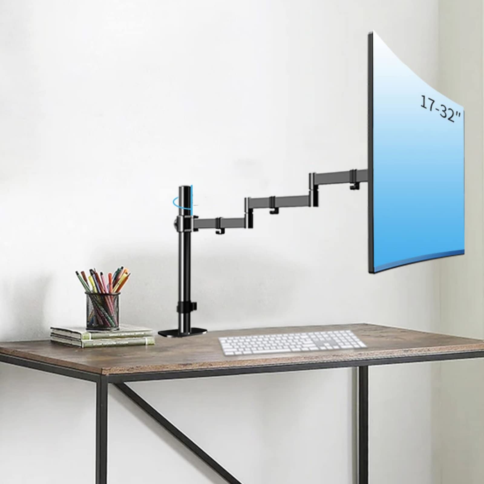 asdchZen Single Monitor Desk Mount,Fully Adjustable Monitor Arm Stand With Clamp And Grommet Base,For 17-32 Inch Lcd Screen