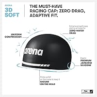 Vista 2 de Arena 3D Soft USA Gorro de natación unisex de silicona para adultos, para hombres y mujeres, para entrenamiento, competición y baño, para nadadores