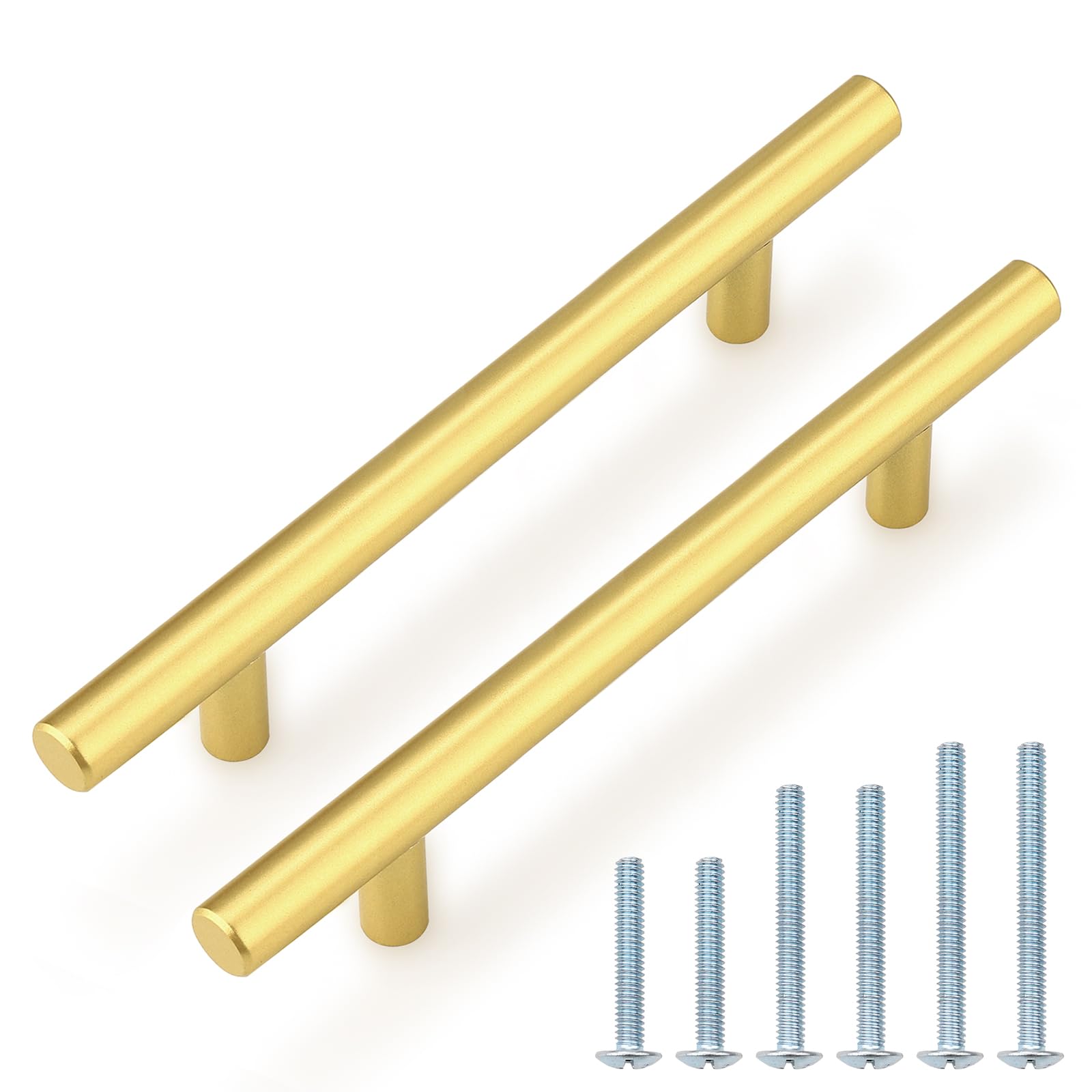 Probrico 30 Pack 5 Inch Center-to-Center Kitchen Cabinet Pulls T Bar Gold Cabinet Handles Modern Drawer Hardware Dresser Pulls, 7-1/2 inch Total Length