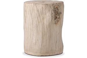 COSIEST Outdoor Antique Beige Tree Stump End Table