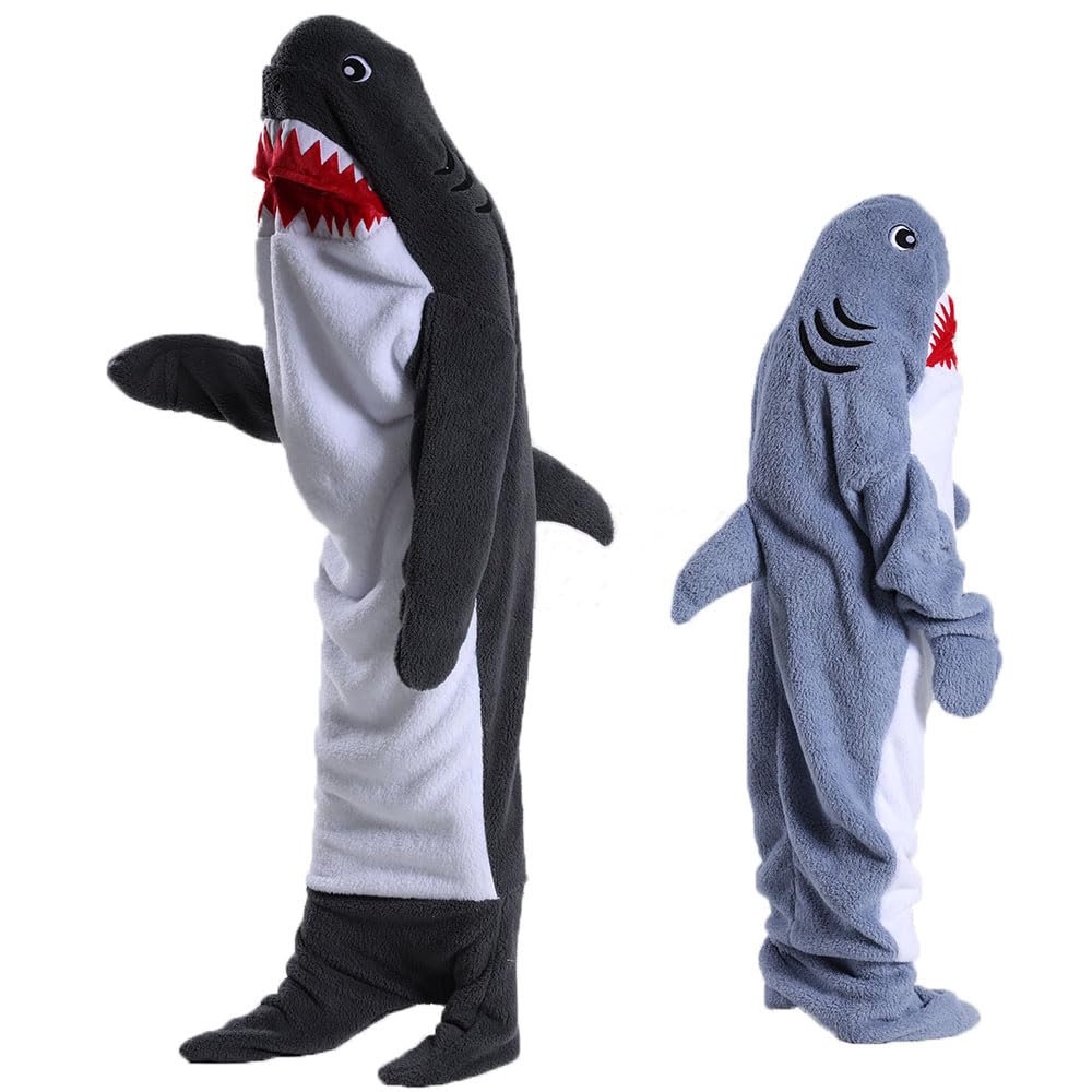 Couverture à capuche en forme de requin pour adultes, couverture super douce et confortable, sac de couchage, cosplay, couverture cadeau