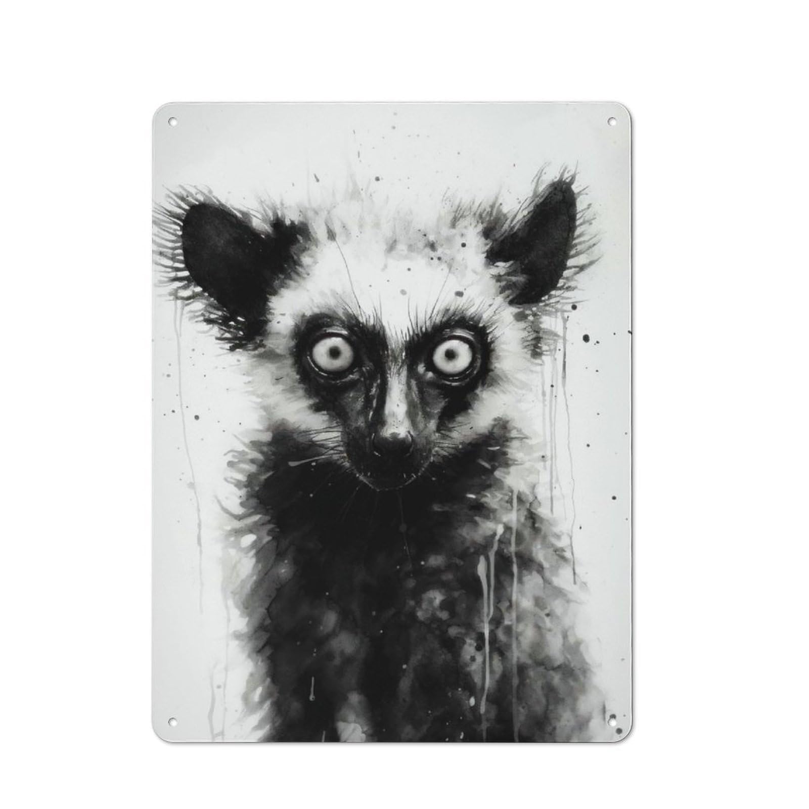 Tin Sign 40x30cm with Lemur Beauty Watercolor for Pub Or Café, Retro Decor, for Vintage Wall Decor Fans, for Cafés, Pubs And Restaurants
