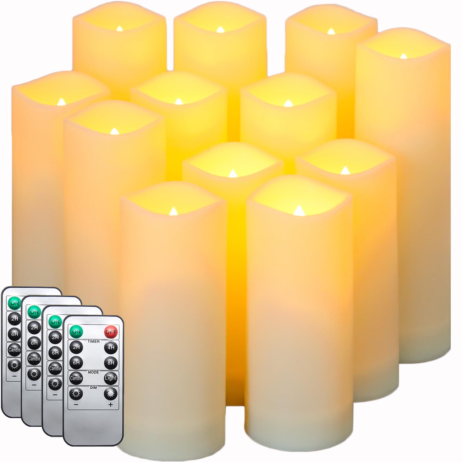 Lezonic Outdoor Flameless Battery Operated Candles with Remote Timer