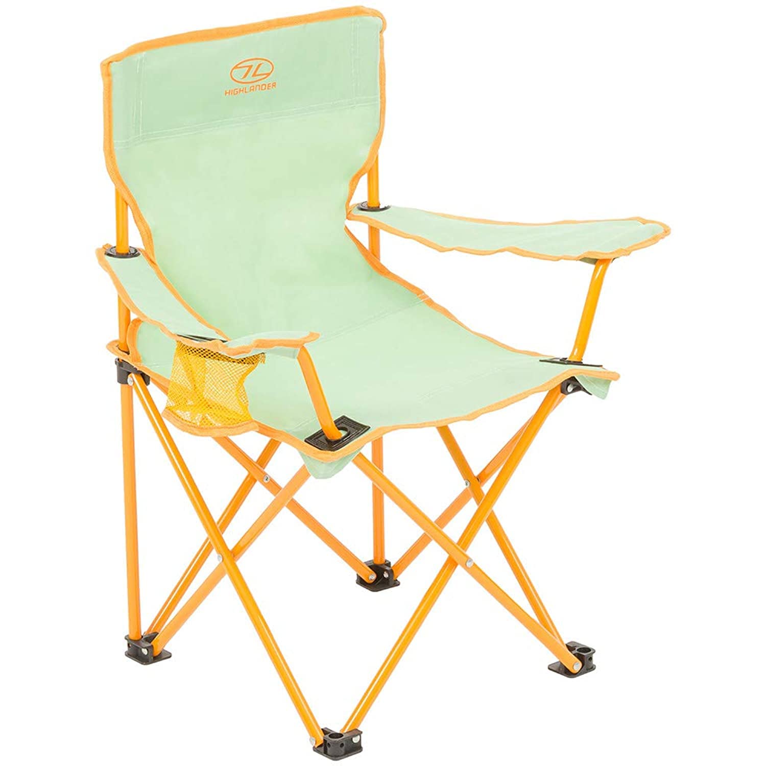 Highlander Kelburn Kids Camping Chair with Child‑Lock Safety Catch, Heavy‑Duty Feet and Cup Holder – Lightweight Folding Camping Chair for Children with Carry Bag, 600D Steel Frame (Hummingbird)