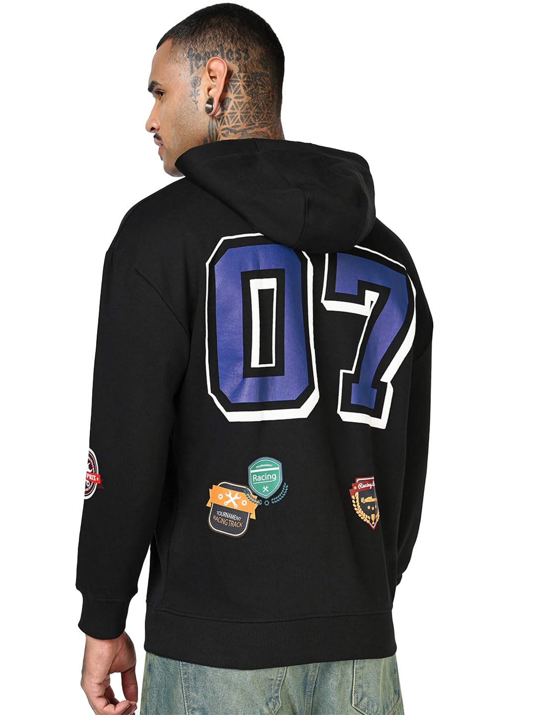 bewakoof Heavy Duty 1.0 Men's Typography Oversized Fit Full Sleeve Fleece Hoodies-picture-42