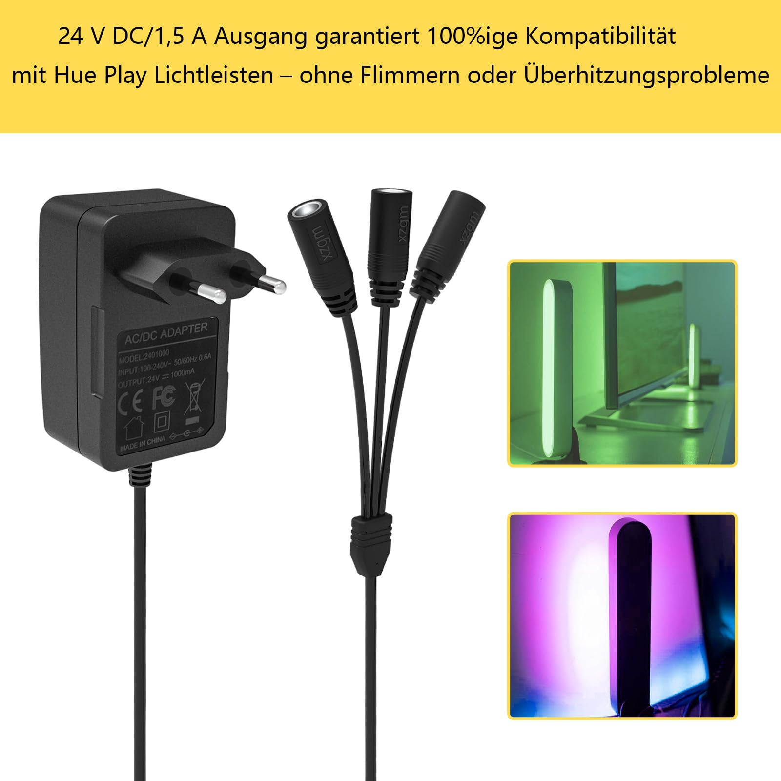 24V Netzteil Ladegerät für Philips Hue Play Light Bar Smart LED Bar Licht Ladekabel AC Adapter