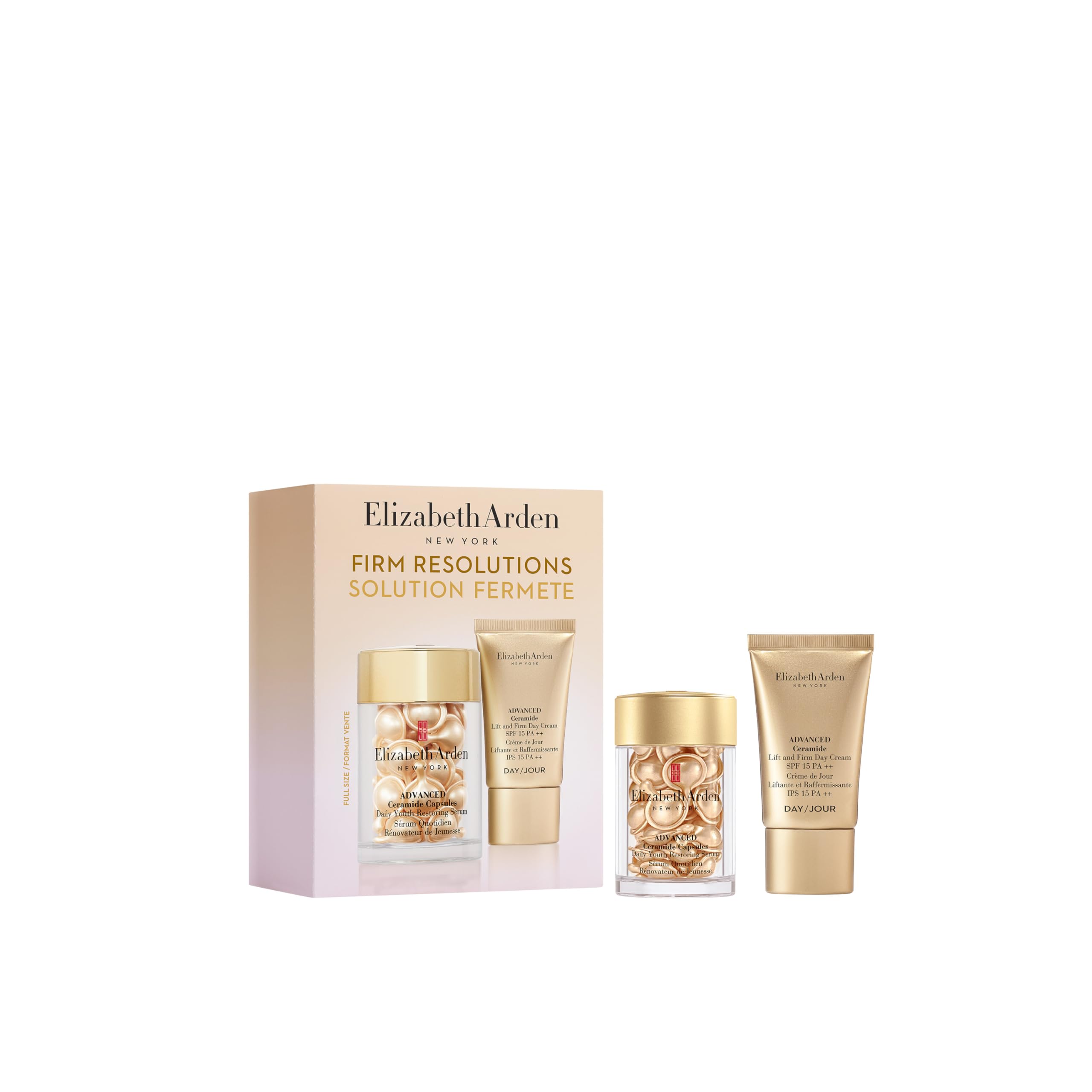 Elizabeth Arden - Firm Resolutions Set 2 Pièces, Advanced Ceramide Capsules Daily Youth Restoring Sérum et Lift and Firm Crème Jour SPF 15, Hydratation et Soins pour le Visage Anti-Âge