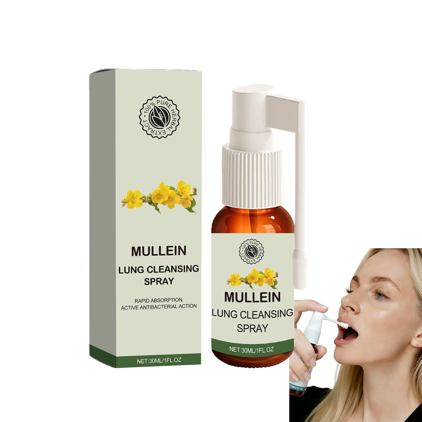 Hushblade Spray herbal de verbasco com hortelã, 30 mL