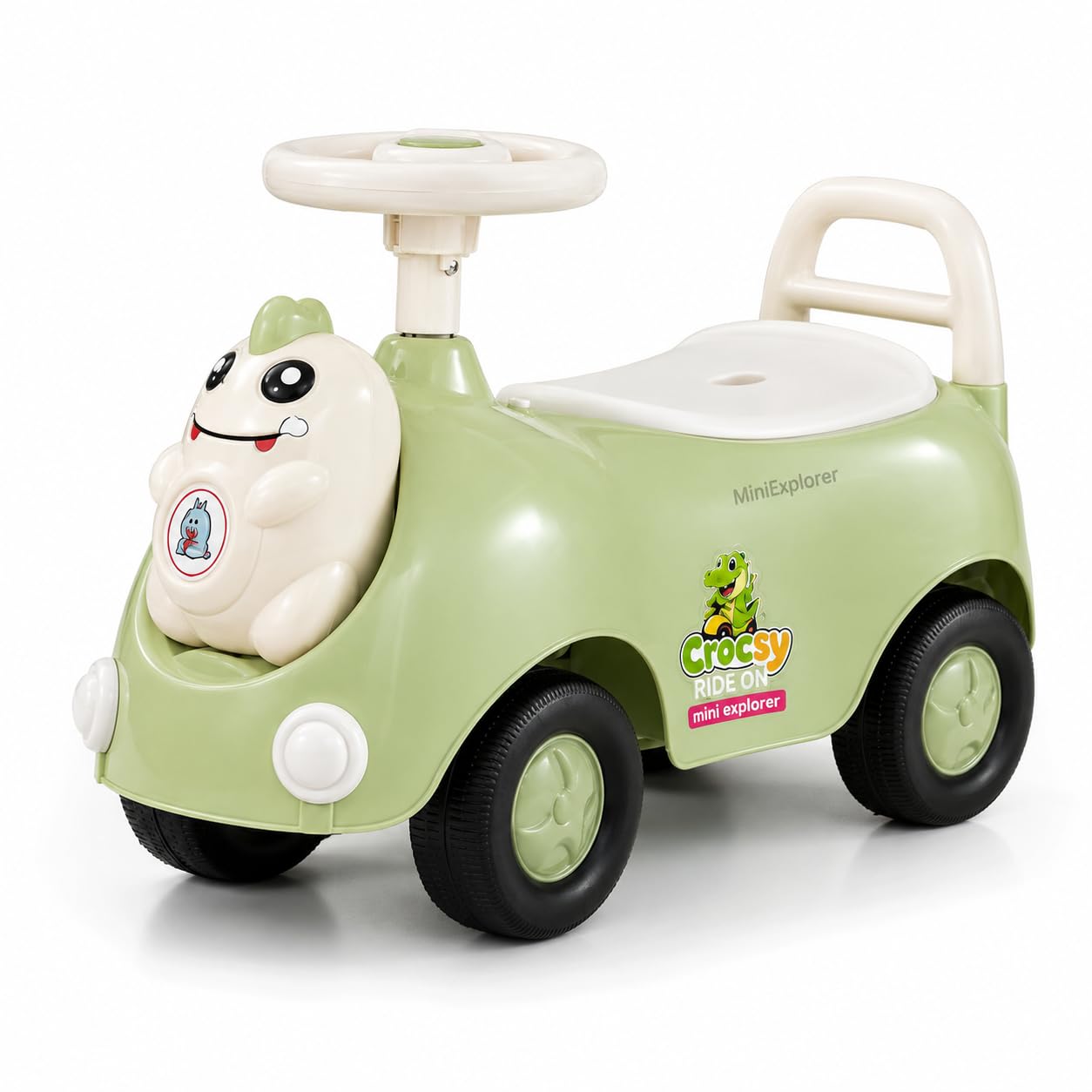 MiniExplorer Crocsy Wiggle Car for Kids Age 1-5 Years, Twisting Swing Magic Car with Silent Wheels, Anti-Rollover Ride On Toy for Boys & Girls, Shockproof Yoyo Car - Green