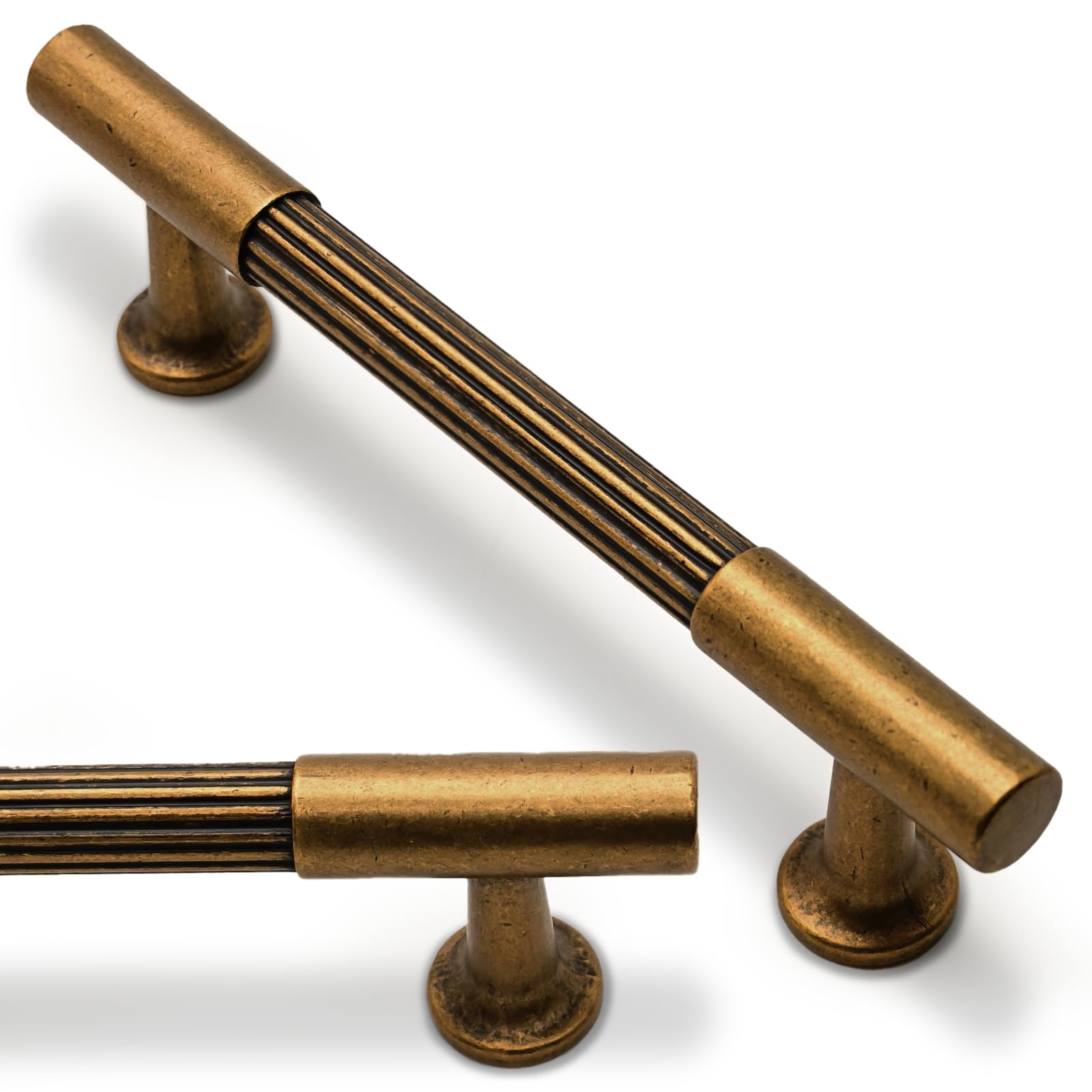 Asimerdeco 10 Pack Antique Brass Cabinet Pulls 3.75 Inch(96mm) Kitchen Cupboard Handles Solid Heavy Duty Zinc Alloy Drawer Pulls