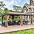 MELLCOM 14'x20' Hardtop Gazebo, Wood Grain Aluminum Frame Pergola with Galvanized Steel Roof, Outdoor Metal Gazebos with Curtains and Nettings for Patio, Backyard, Deck and Lawns