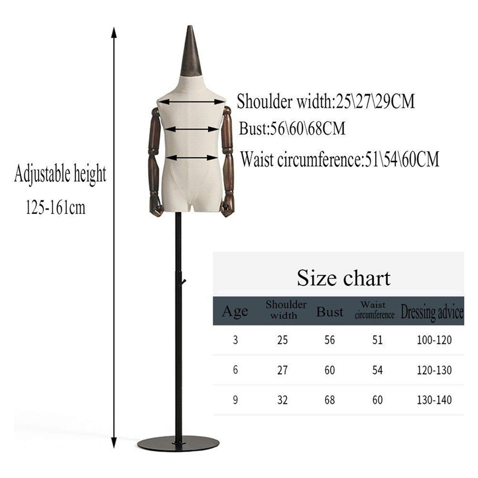 UWYTGF Mannequins Torso,Height Adjustable Children's Clothing Model Display Stand Window Display Rack Linen Fabric Triangle Base,A-3 Years Old,B,3 Years Old