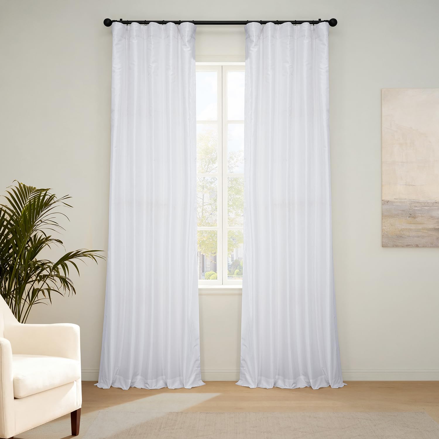 HPD Half Price Drapes PDCH-KBS1BO-120 Blackout Vintage Textured Faux Dupioni Curtain (1 Panel), 50 X 120, Ice