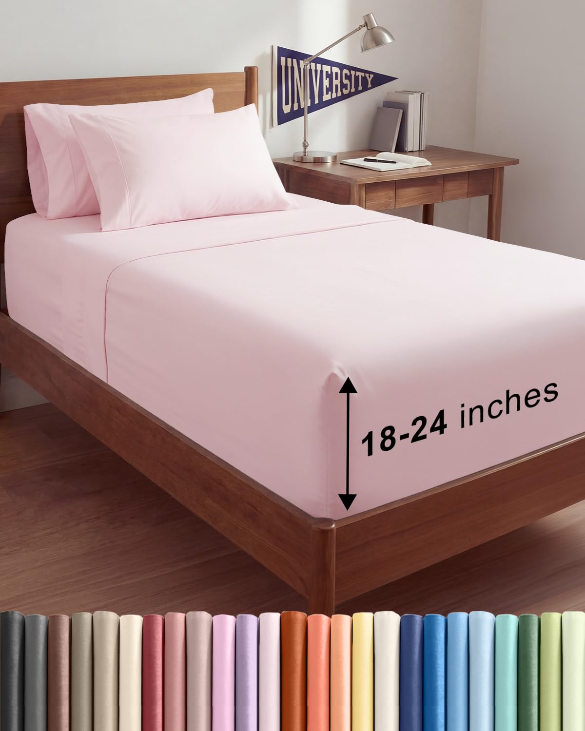 CGK Extra Deep Twin XL Sheet Set - 4pc College Dorm Room - Lavender Pink
