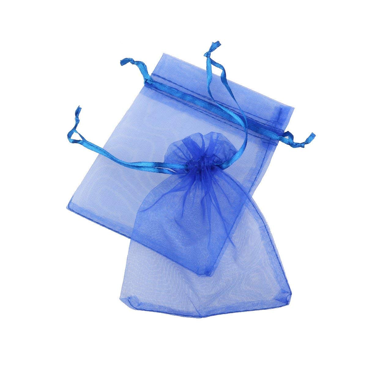 Jewelry Organza Bags YFZYT Drawstring Transparent Net Yarn Pouches with Multi-Colored Idea for Gift Wedding Candy Sandbags Suitable for Men and Women 100 Pcs, 20 * 30 CM, Sapphire