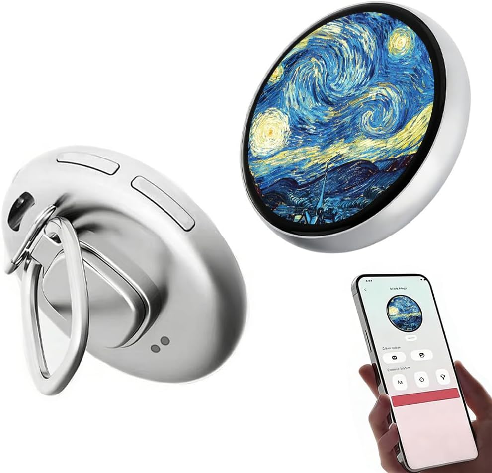 Digital Badge with 1.8'' IPS Touch Screen, Customizable Anime Style Photo Slideshow & Video, Magnetic Charging, Magnetic Clip, Anime Pins Gift for Kids, Teens, Coser & Fans