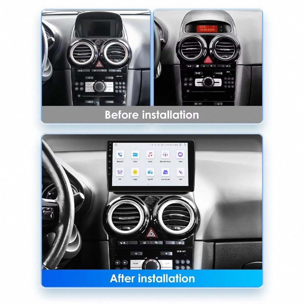 Táctil Pantalla Carplay Coche para Opel Corsa D 2007-2012 Pantalla de Coche con Carplay y Android Auto Inalámbricos, Bluetooth, Mirror Link, 4 Nuclear 4G+64G