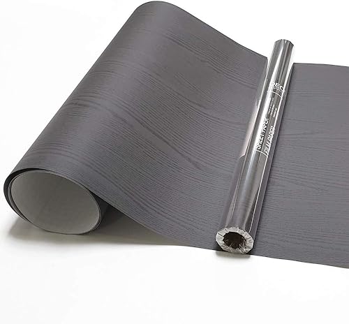 Papel de contacto autoadhesivo de madera gris oscuro, 19.6 x 118 pulgadas, película autoadhesiva decorativa para muebles, papel tapiz autoadhesivo