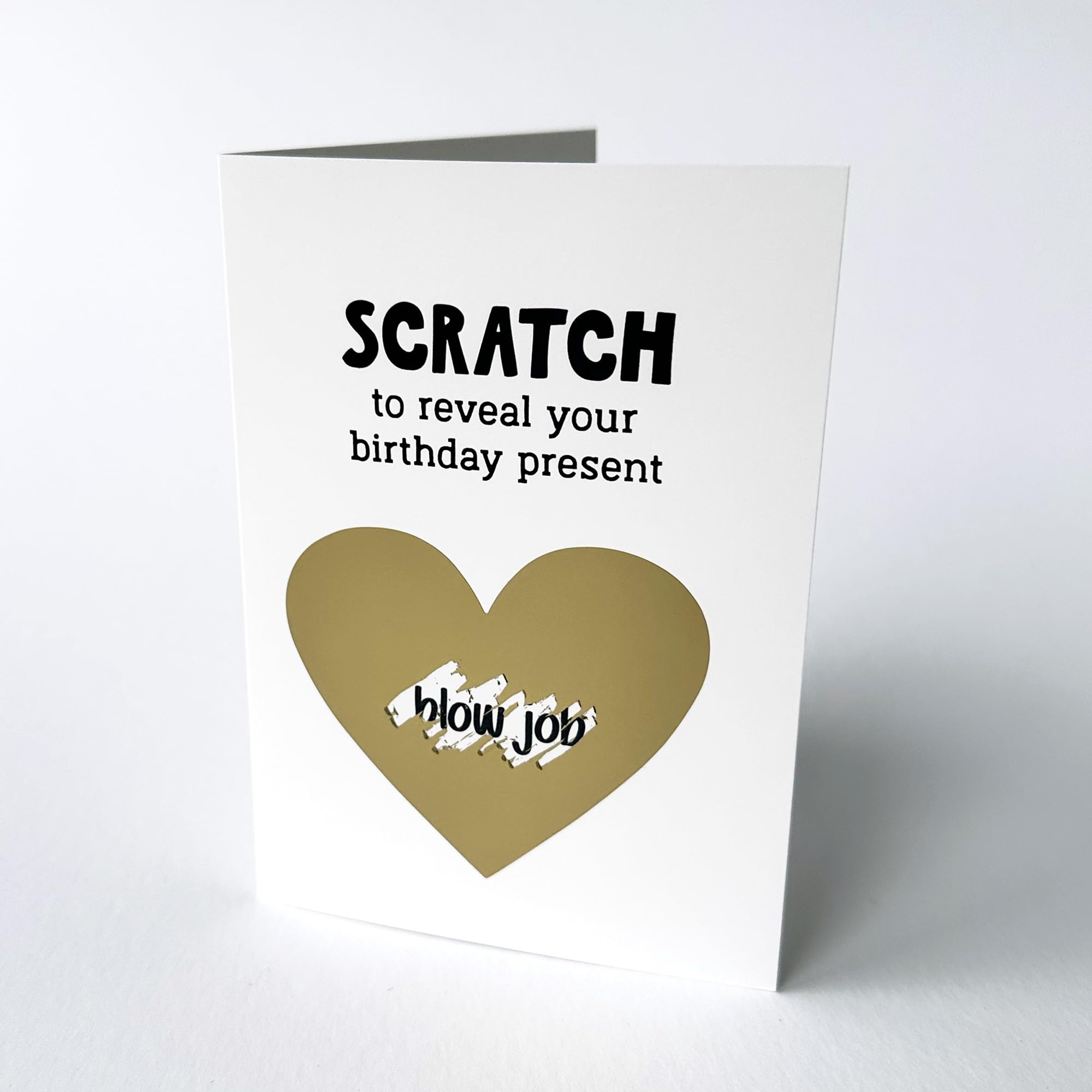 Artery8 Scratch Birthday Card, Reveal Card, Funny Adult Birthday Interactive A6 Card for Husband Boyfriend Fiancé with Golden Heart - Naughty Surprise
