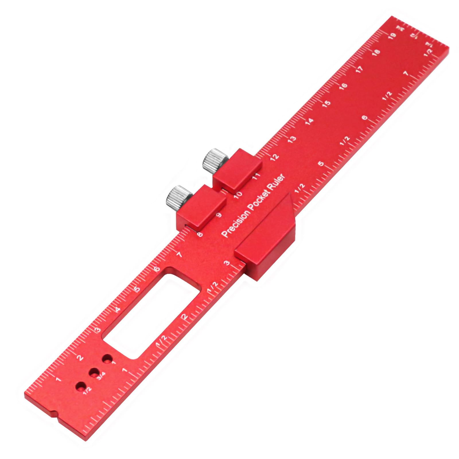 QIANZHENGHUAWoodworking Ruler Pocket Rule Metal Slide Stop Marking Ruler Metric Inch Measuring Wood Working Scribing Ruler