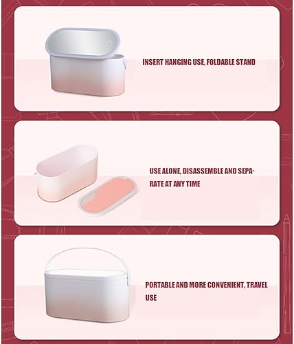 Miniatura 5 de Caja organizadora de maquillaje de viaje con espejo, bolsa de maquillaje plplaaoo con espejo iluminado, caja de cosméticos portátil, estuche de