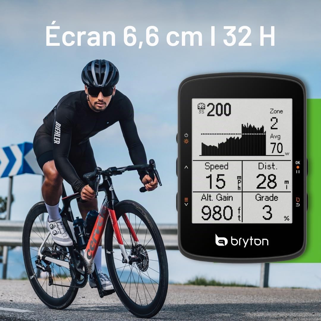 Bryton Rider 460 Compteur GPS Vélo 2,6 Pouces LCD, Assistance de Navigation Innovante, Compatible avec Vélos Électriques et Radar Vélo, Autonomie 32h, Bluetooth Ant, Étanche