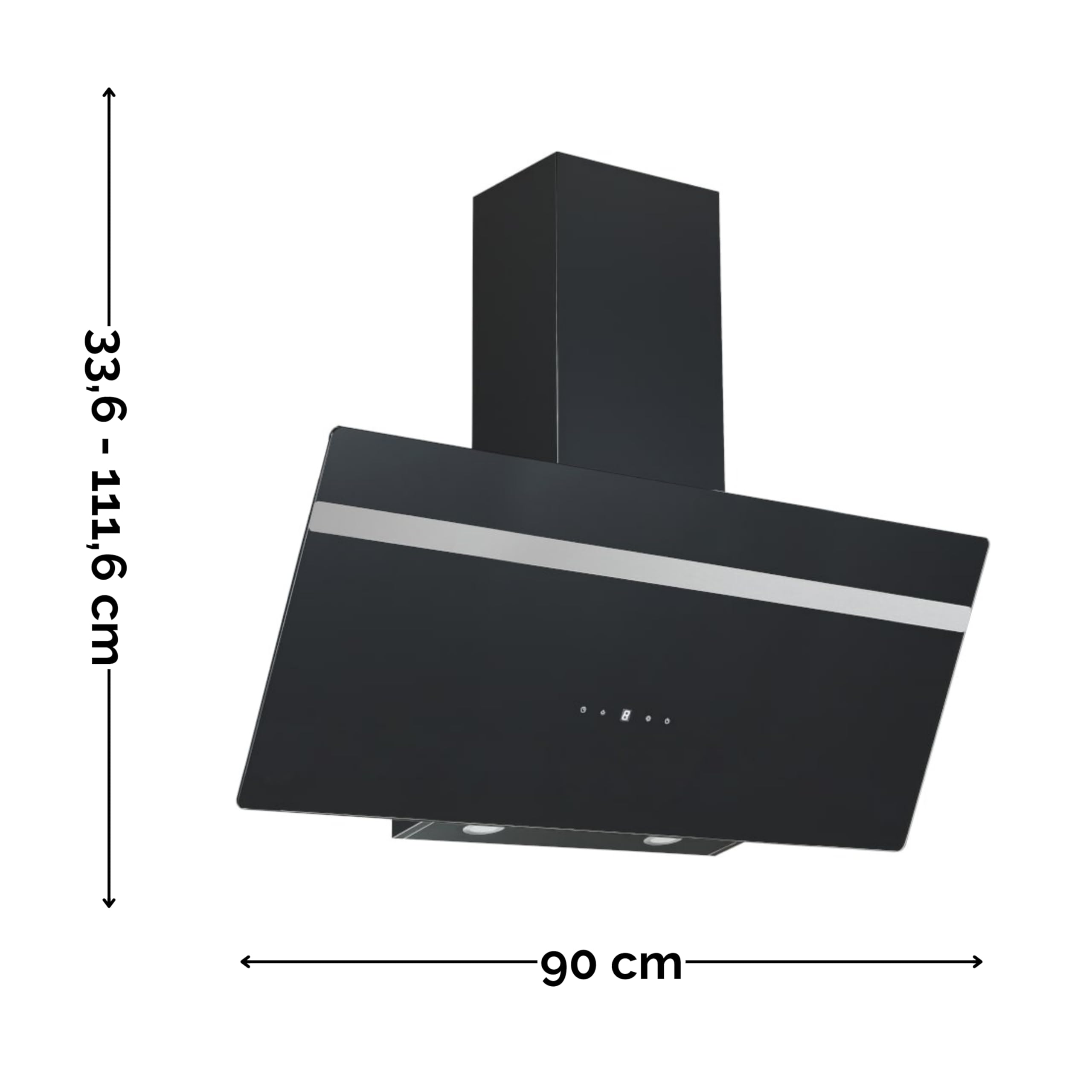 PKM Okap kuchenny S20-90ABTH | czarny | szerokość 90 cm | wyświetlacz z funkcją Touch Control