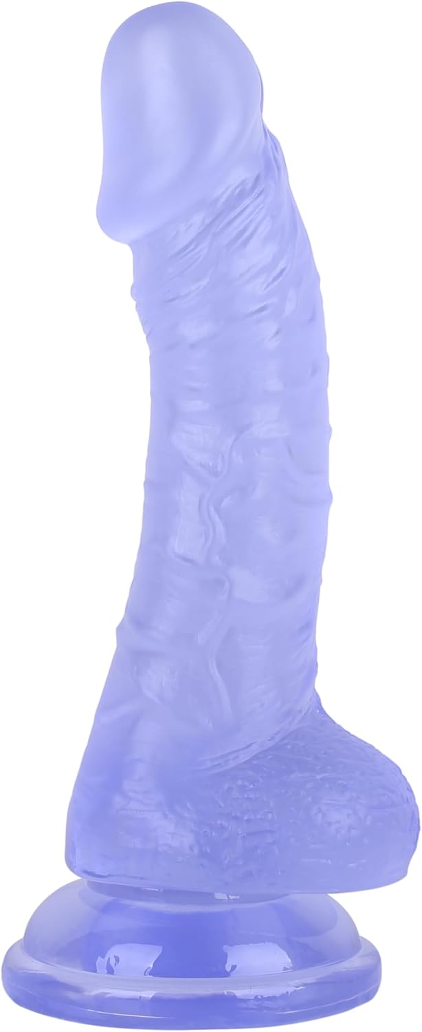 7 Inch Realistic Soft Dildo with Skin Feeling, Beginner Anal Dildo for G-spot Stimulation, Body-Safe Material Fake Penis with Powerful Suction Cup for Hands-Free Play, TPE Sex Toys for Adult (Blue)