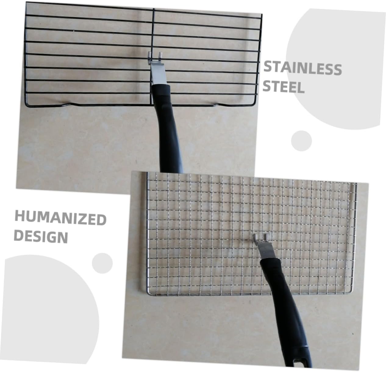 3pcs Stainless Steel Grill Plate Lifter Gripper with Black Handle