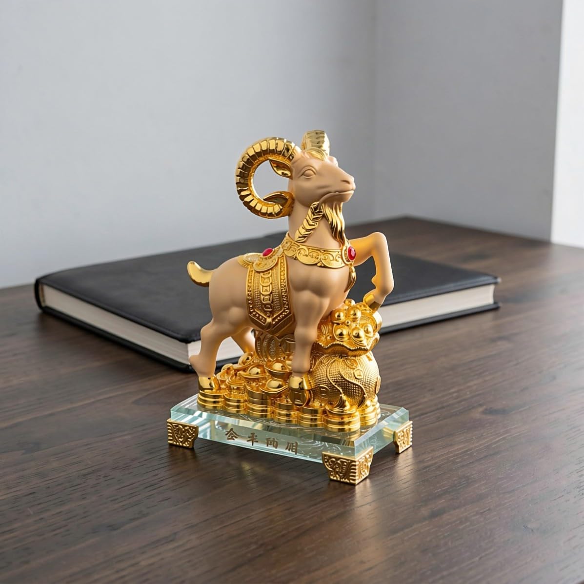 Cabilock Zodiak Widder Statue Glas Kunstharz Goldene Tischdeko