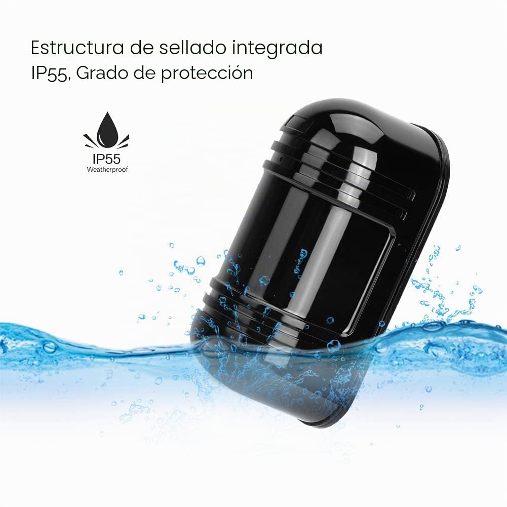 Sensor Infrarojo, Detector IR de Seguridad, Alarma IR Digital Impermeable, Alarma de Seguridad IR 100m Barrera de Haz Invisible, Detección Activa