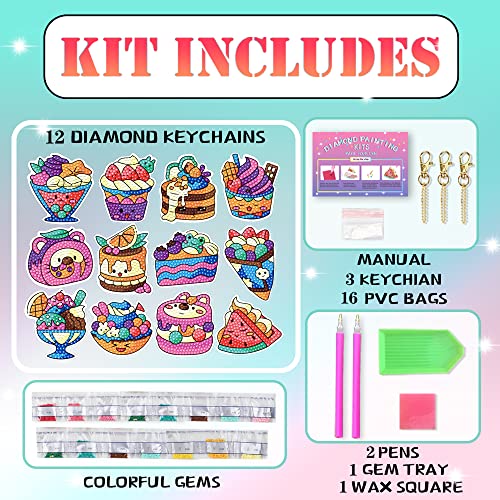 Wahfng Diamond Painting Kits For Kids - Make Your Own Gem Keychains - Arts And Crafts For Kids,Girls And Boys - Gem Art Painting Kits - Gift Ideas For Girls Crafts Age 4,5,6,7,8,9,10-12,6-8-Sweets #TOP2