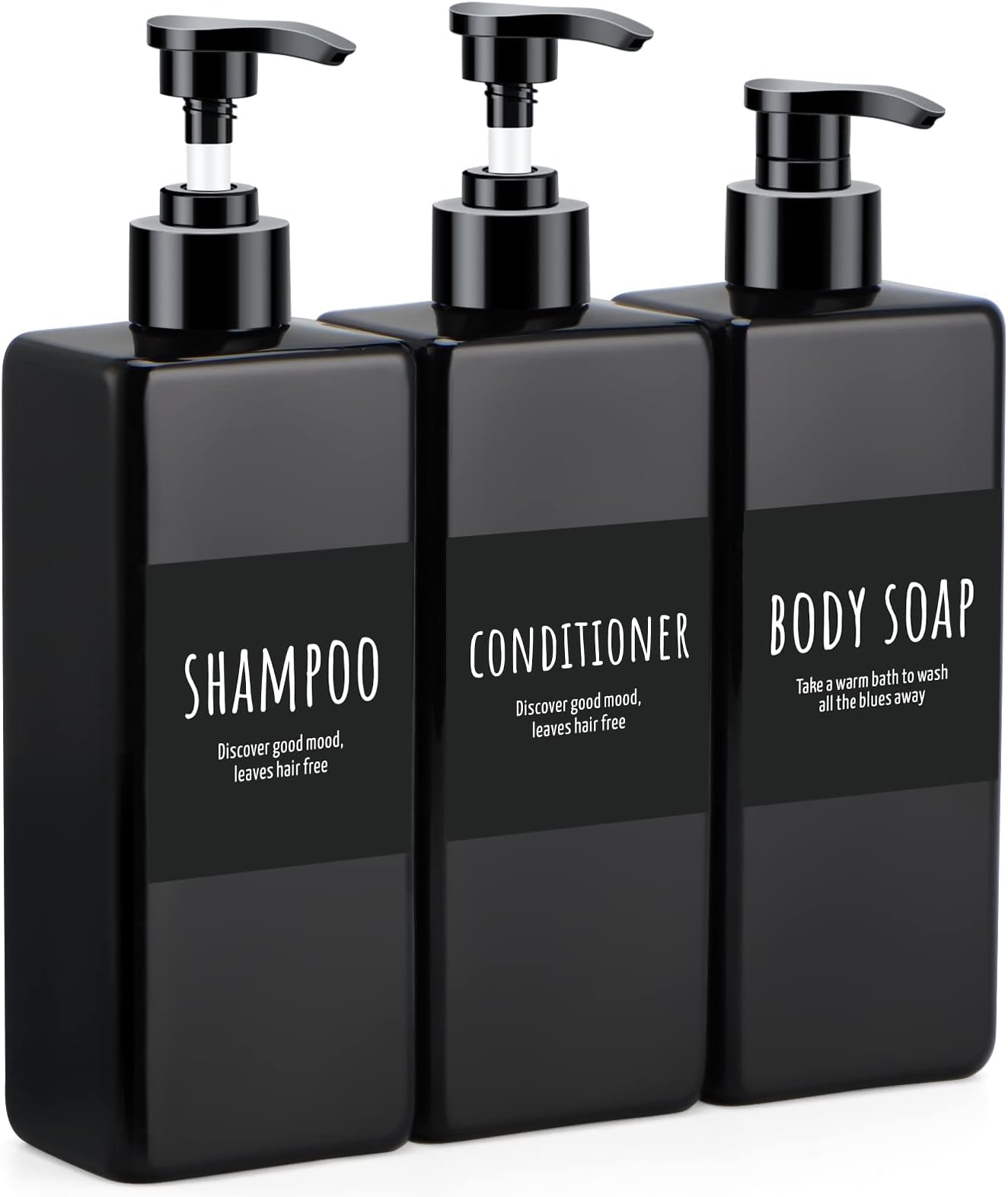 Segbeauty 3pcs Black Shower Refillable Dispenser