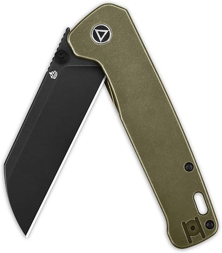 Miniatura 2 de QSP Cuchillo PenGUIN XL de bolsillo, hoja CPM20CV con apertura de volante, diferentes opciones de mango de titanio de color (mango de titanio lavado