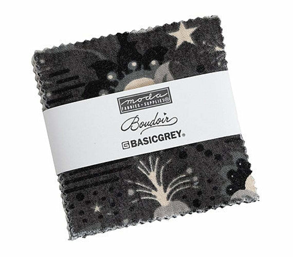 Boudoir Mini Charm Pack by BasicGrey; 42-2.5 Inch Precut Fabric Quilt Squares