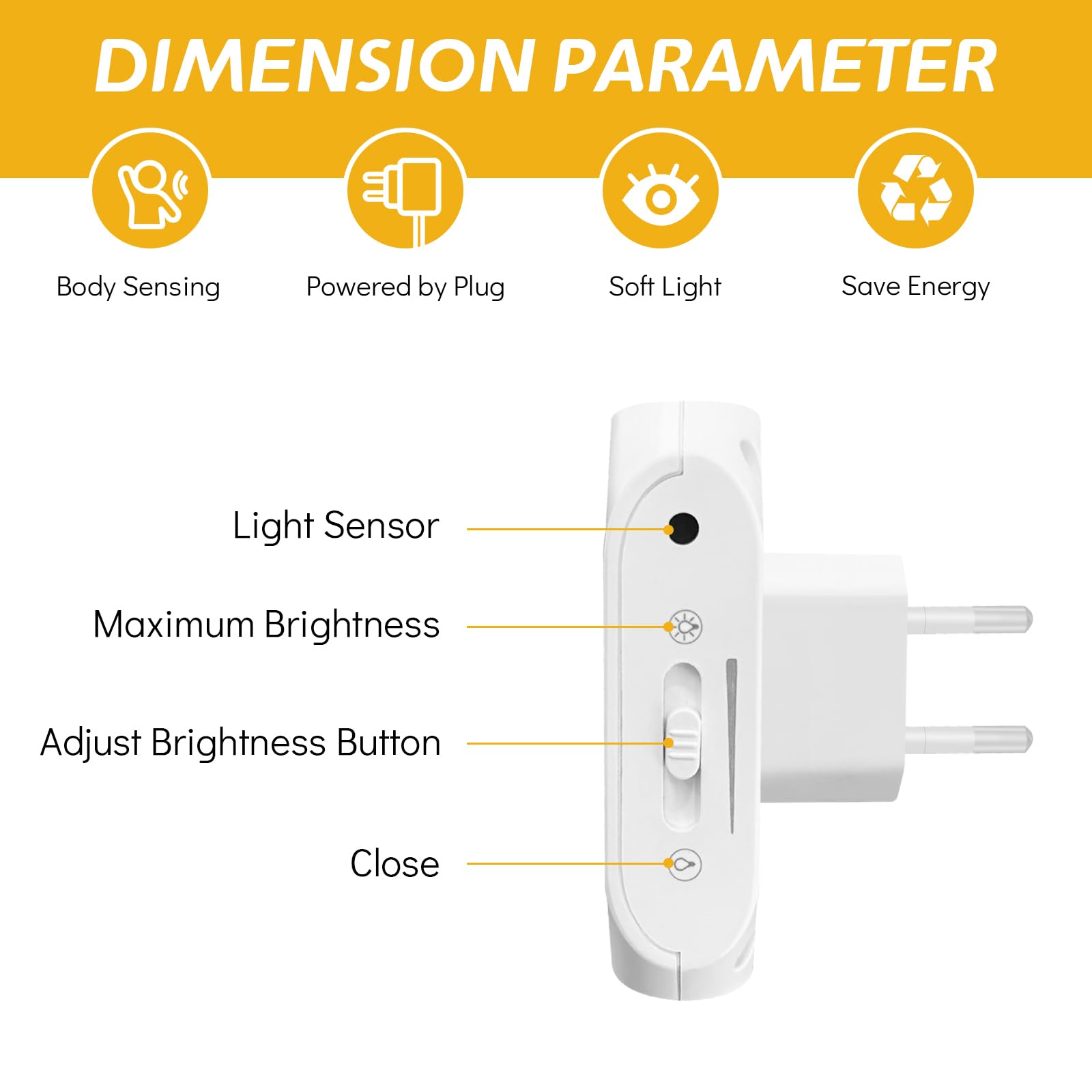 Jsdoin LED Luce Notturna Bambini, 2 Pezzi Luce Notturna con Sensore Crepuscolare, Luminosità Regolabile Luce Notturna da Presa per Camera dei Bambini, Bagno, Corridoio, Cucina, Scale, Bianca Calda