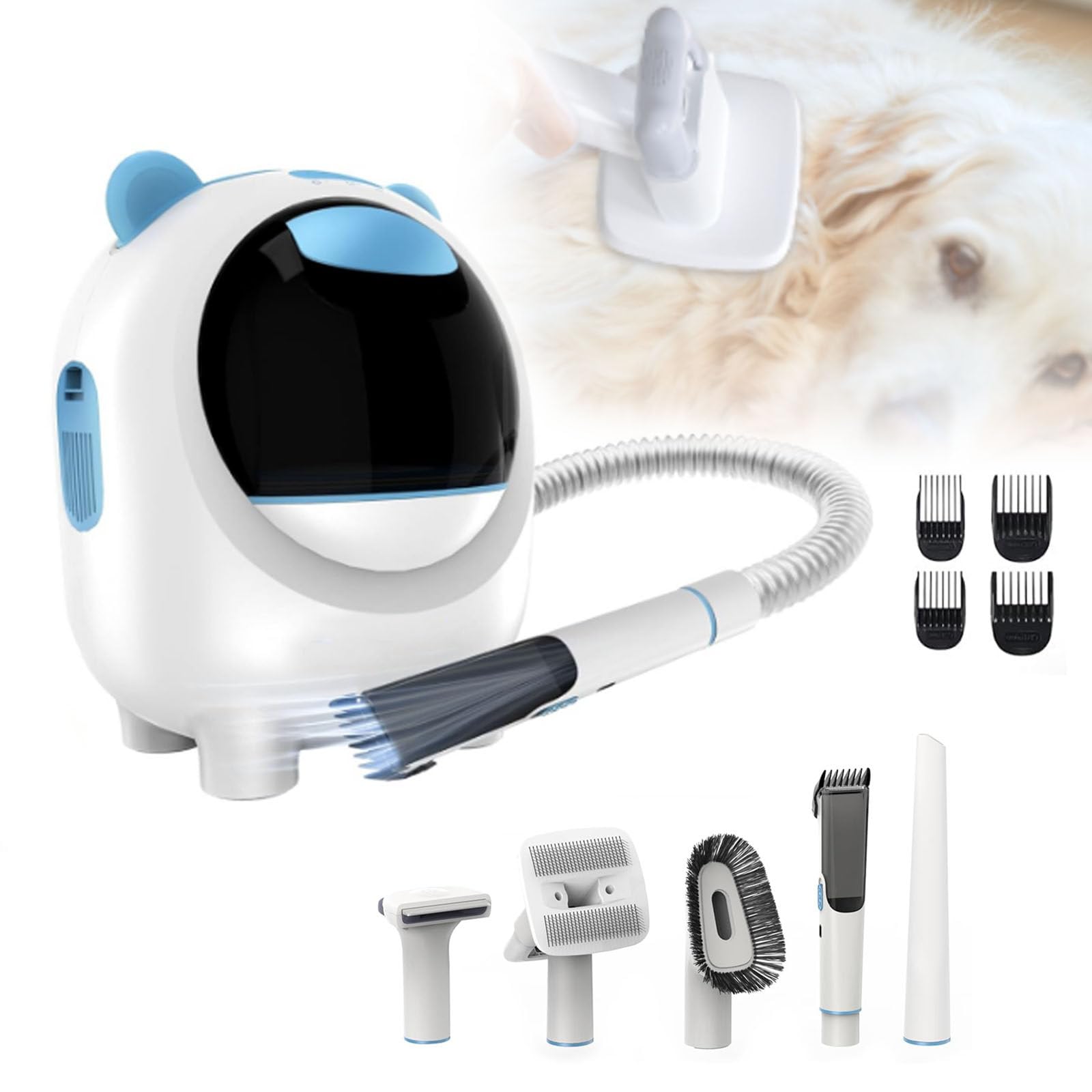 Aspiradora De Pelo para Mascotas, Cepillo De Aspiradora para Perros con Succión De 3 Modos, Vaso para Polvo De Gran Capacidad, Recogida De Succión Al Vacío De 9000pa