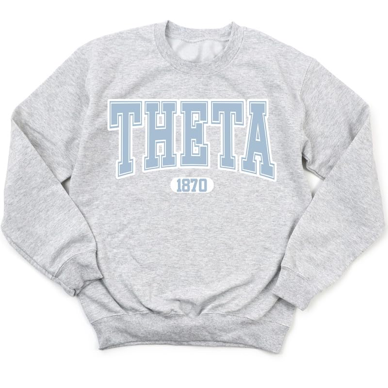 Kappa Alpha Theta Sweatshirt - Theta White Athletic Sorority Crewneck Sweatshirt
