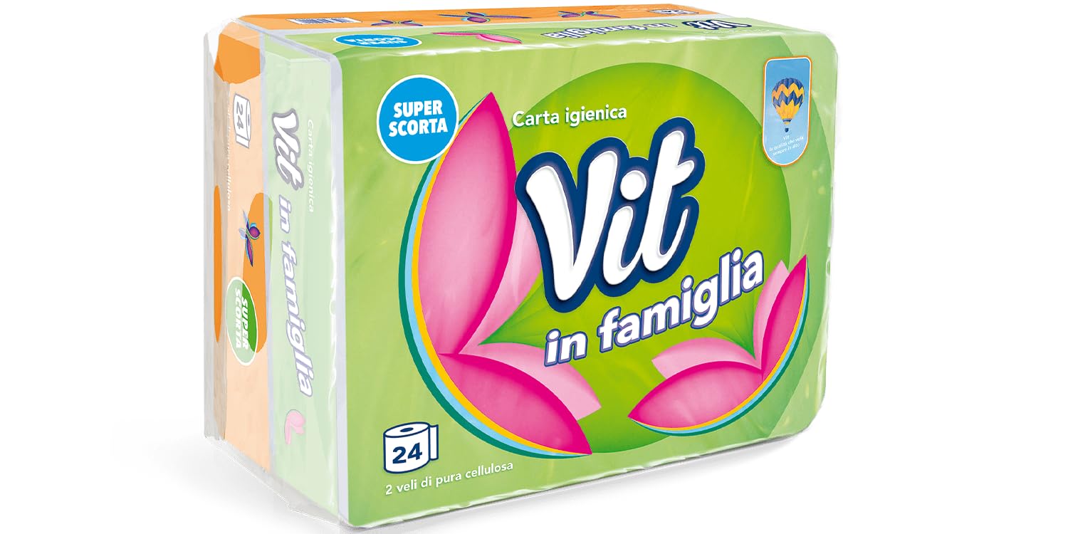 ISALP SHOP - Vit In Famiglia | Carta igienica 96 rotoli x 100 strappi, 2 veli super compatto | Super scorta per super risparmio | Carta 100% certificata FSC®