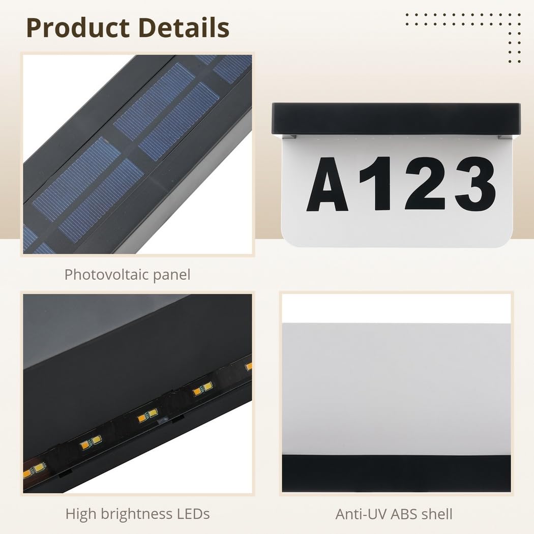Solarny znak adresowy, wodoodporny znak z numerem domu, zasilane energią słoneczną tablice adresowe na podwórko zewnętrzne, ulicę, dom
