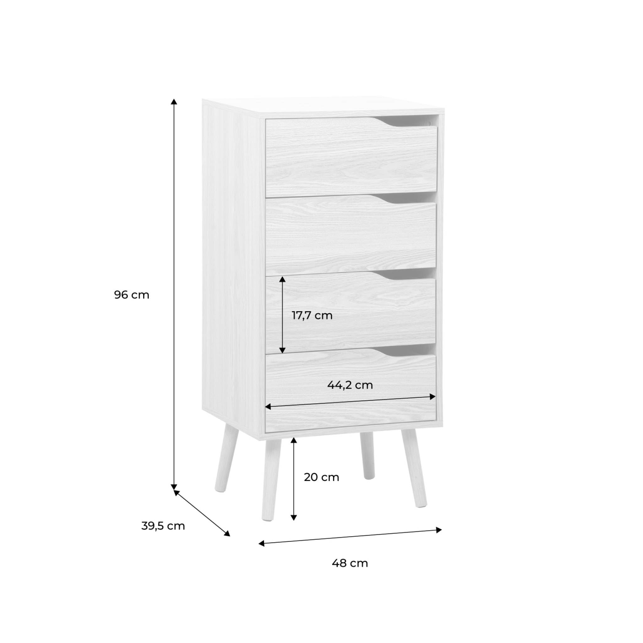 sweeek - Commode chiffonnier décor Bois Noyer 4 tiroirs - 48 x 39.6 x 96 cm - Nepal