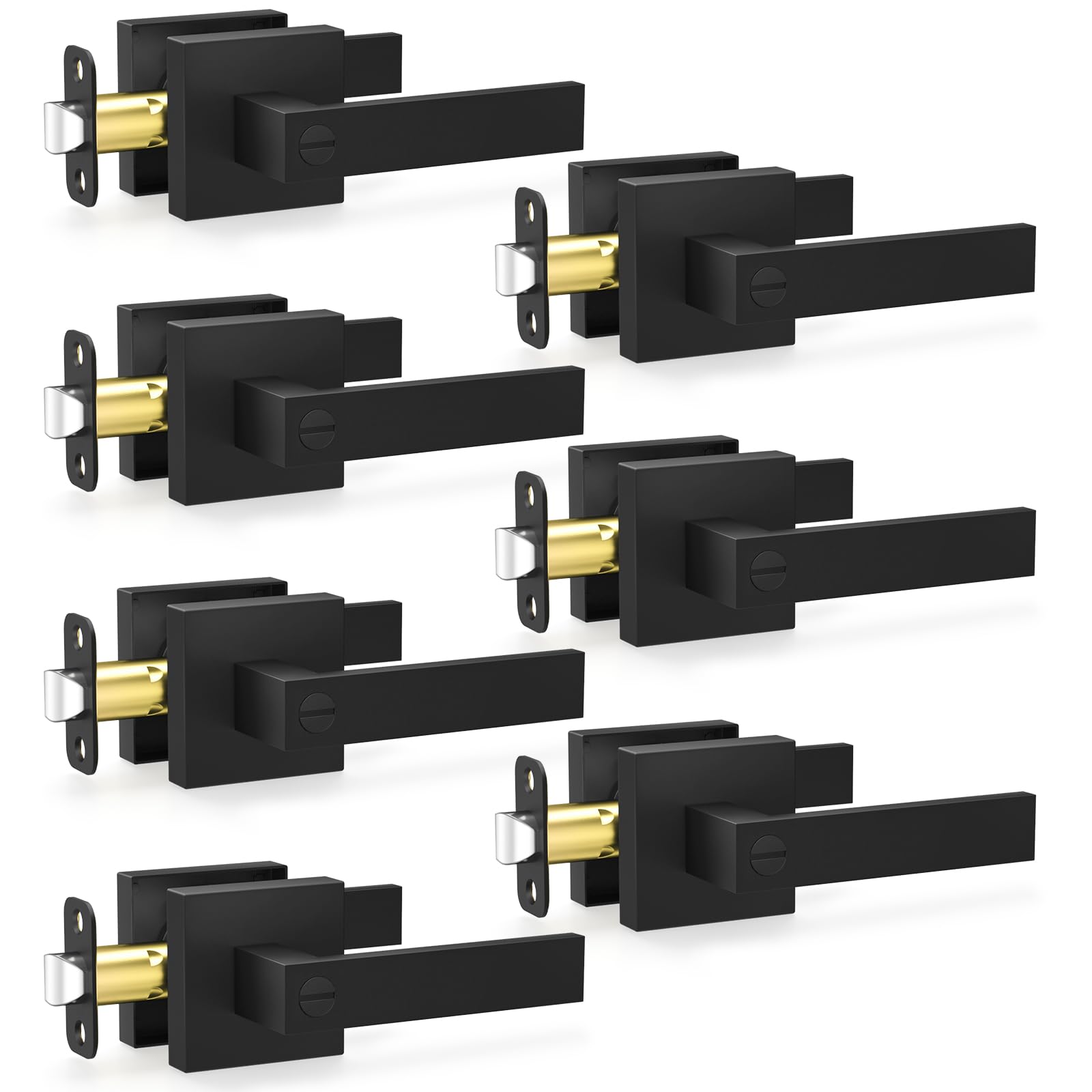 Satin Brass Door Knobs - 10 Pack Privacy Locks -18
