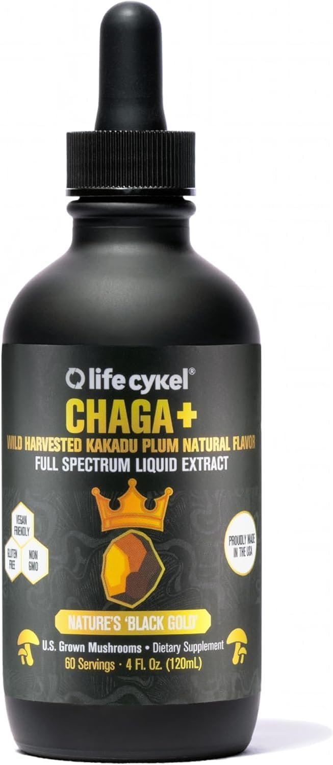 - Chaga Mushroom Extract with Kakadu Plum - Double Extracted Mushroom Tincture - Non-GMO Immune Support Supplement for Adults and Kids - 4 Fl Oz