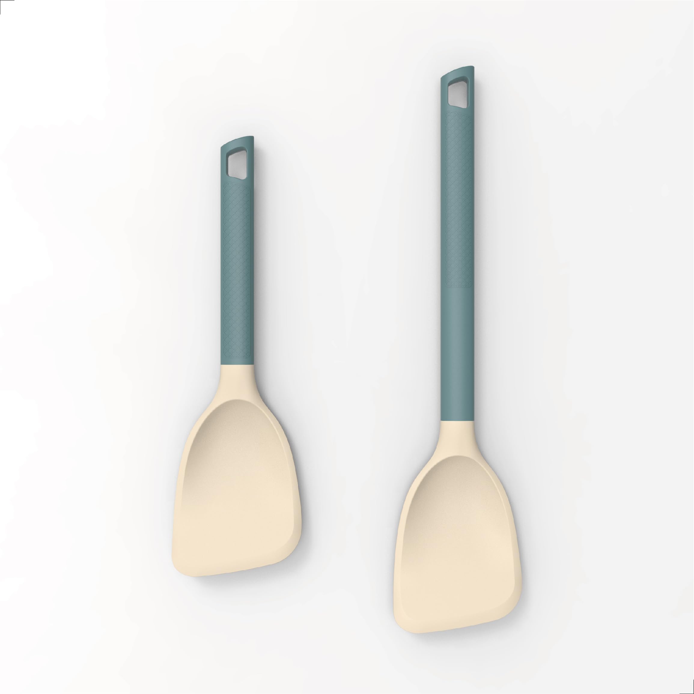 TERRIFISilicone Spatula Set - Non-Stick with Nylon Handle, Heat Resistant Kitchen Utensils - Premium Materials - Durable and Practical - Easy to Clean and Store Turner for Fish, Steak, Eggs, Pancakes